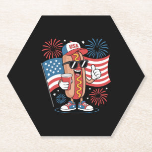 4. Juli Hotdog Amerikanische Flagge Patriotische F Untersetzer