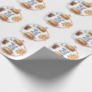 4. Juli Hotdog BBQ Party Geschenkpapier