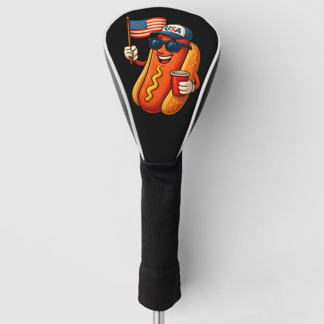 4. Juli Hotdog Funny Patriotic USA Flag Golf Headcover (Vorderseite)