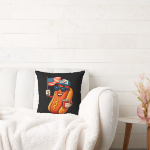 4. Juli Hotdog Funny Patriotic USA Flag Kissen