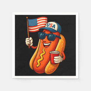 4. Juli Hotdog Funny Patriotic USA Flag Serviette