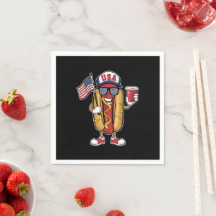 4. Juli Hotdog Funny Patriotic USA Flag Serviette