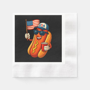 4. Juli Hotdog Funny Patriotic USA Flag Serviette