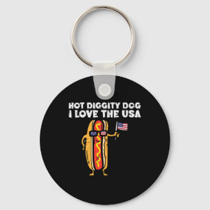 4. Juli Hotdog Hot Diggity Dog Patriotische Frauen Schlüsselanhänger
