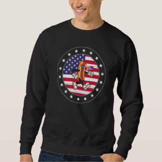 4. Juli Hotdog Independence Day USA Flag Meric Sweatshirt