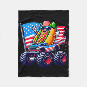 4. Juli Hotdog Sungles Monster Truck Amerikaner Fleecedecke