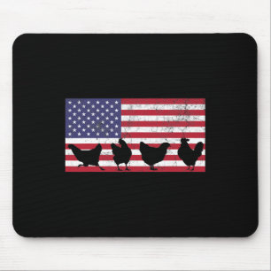4. Juli Huhn Hühnerfarm Amerikanische Flagge Mousepad