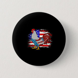 4. Juli Hühner-Vater-Shirt, Amerikanische Flagge H Button