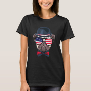 4. Juli Hund American Flag Patriotic Englisch Bu T-Shirt
