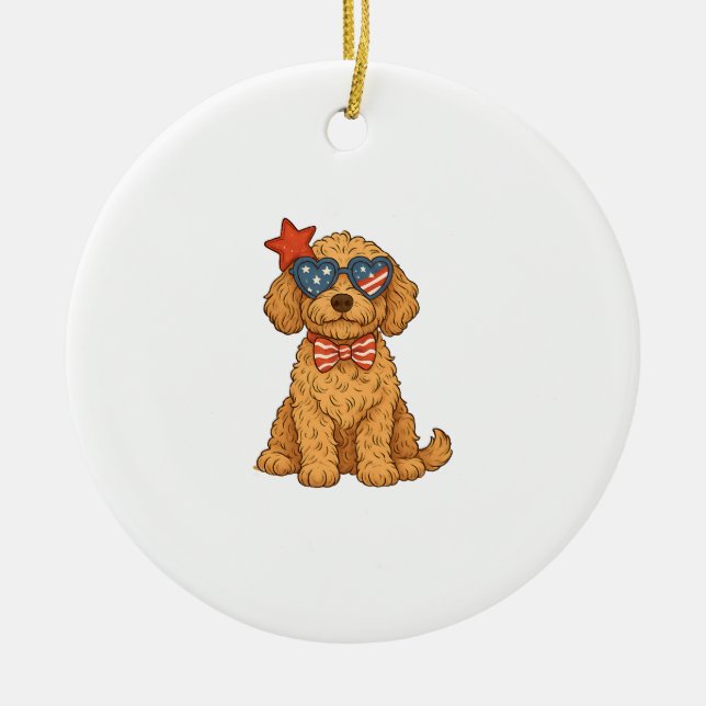 4. Juli Hund Keramik Ornament (Vorne)