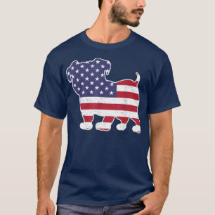 4. Juli Hund Lover T Bulldog American Flag T-Shirt