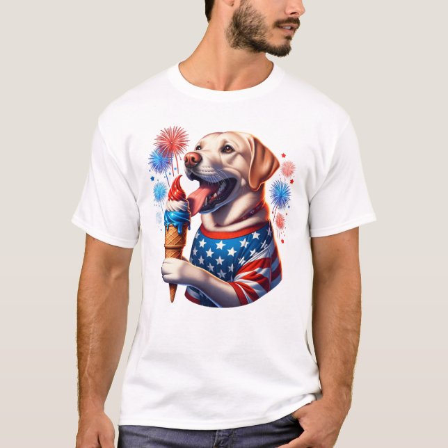4. Juli Hund mit Eiscreme T-Shirt (Vorderseite)