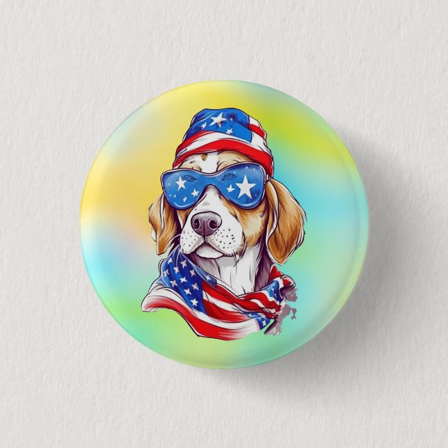 4. Juli Hund Sublimation-66361 Button (Vorderseite)