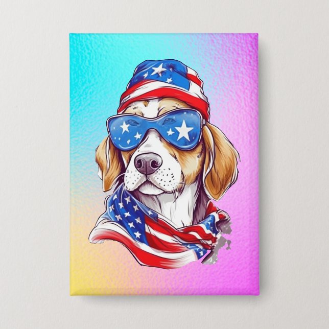 4. Juli Hund Sublimation-66361 Button (Vorderseite)