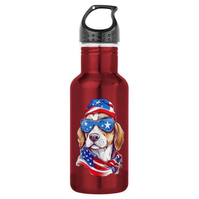4. Juli Hund Sublimation-66361 Edelstahlflasche (Vorderseite)
