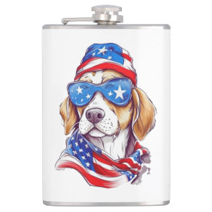4. Juli Hund Sublimation-66361 Flachmann