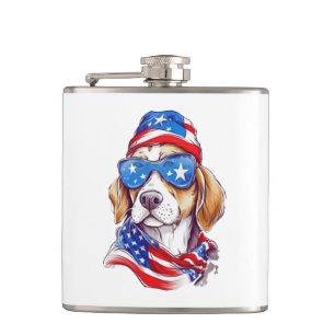 4. Juli Hund Sublimation-66361 Flachmann