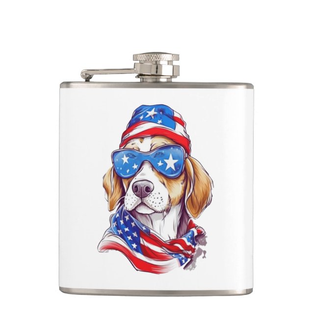 4. Juli Hund Sublimation-66361 Flachmann (Vorderseite)
