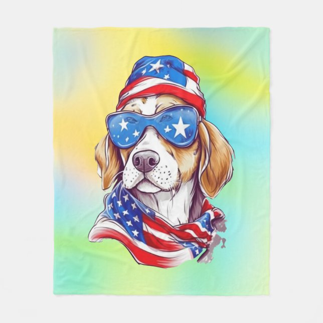 4. Juli Hund Sublimation-66361 Fleecedecke (Vorderseite)