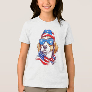 4. Juli Hund Sublimation-66361 Hoodie Tri-Blend Shirt