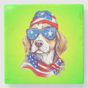 4. Juli Hund Sublimation-66361 Steinuntersetzer