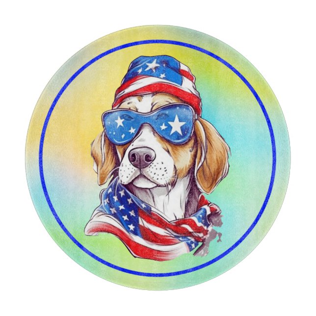 4. Juli Hund Sublimation Schneidebrett (Vorderseite)