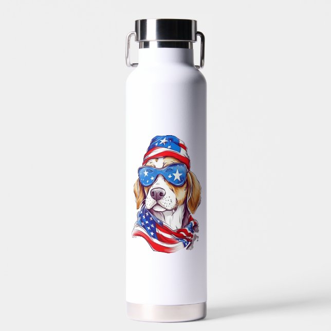 4. Juli Hund Sublimation Trinkflasche (Vorne)