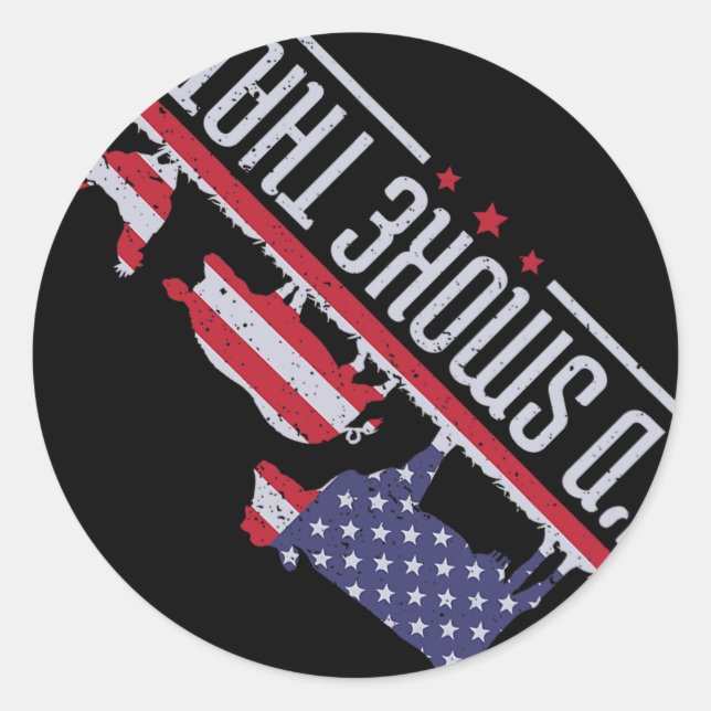 4. Juli I'd Rauchen, dass Patriot Grillen Barb Runder Aufkleber (Vorderseite)