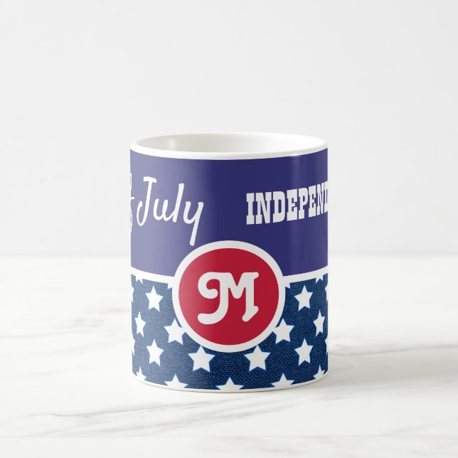 4. Juli Independence Day Monogramm Kaffeetasse (Mittel)