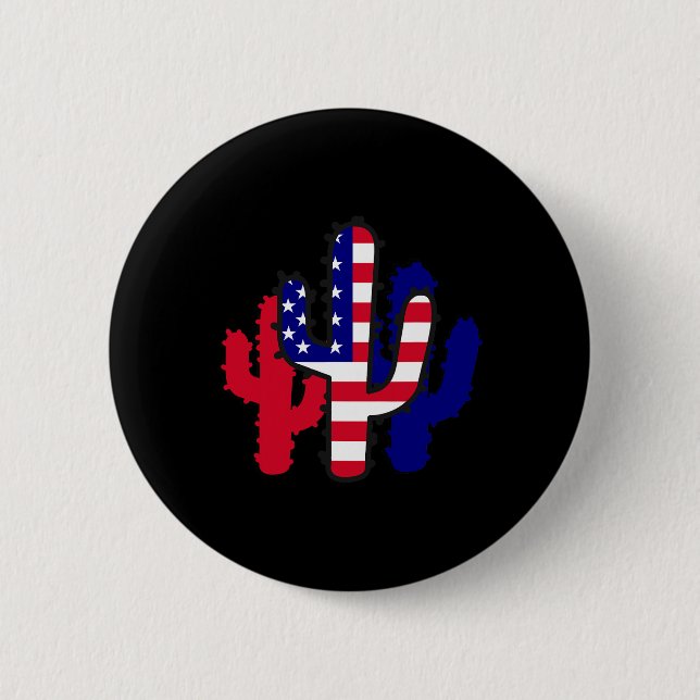 4. Juli Kaktus Serape Frauen Männer  Button (Vorderseite)