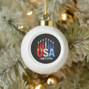 4. Juli-Kampfjets USA Patriotisch Keramik Kugel-Ornament