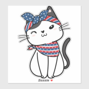 4. Juli Katze Custom-Cut Vinyl-Aufkleber Aufkleber