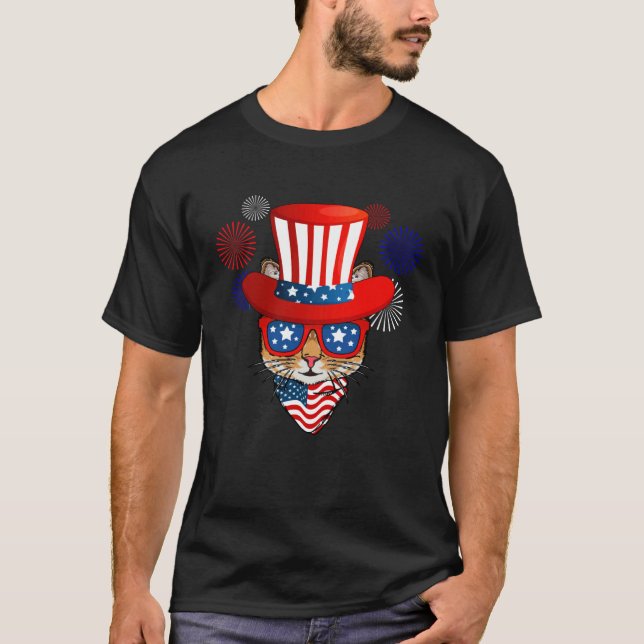 4. Juli Katze für Frauen Katze Männer Kinder Ameri T-Shirt (Vorderseite)
