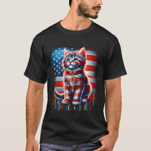 4. Juli Katze USA-Flagge Süße Katze Memorial Day T-Shirt