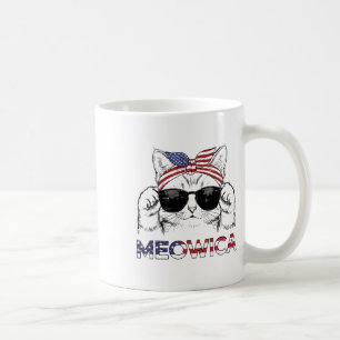 4. Juli Katzen-Meowica-USA-Bandana Patriot Girls Kaffeetasse