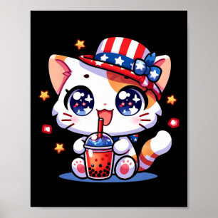 4. Juli Katzen-Shirt Mädchen Kinder Kawaii Anime B Poster