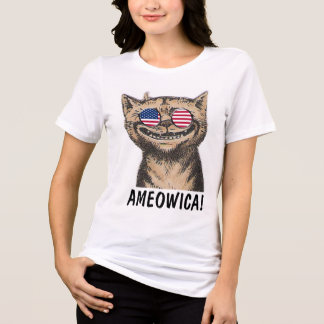 4. Juli Katzen T-Shirts, AMEOWICA! Tri-Blend Shirt