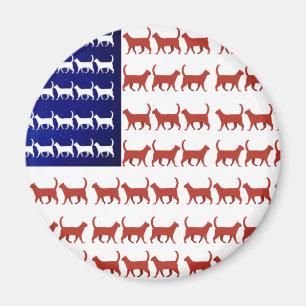 4. Juli Katzenflagge Rot Weiß und Blau  Magnet