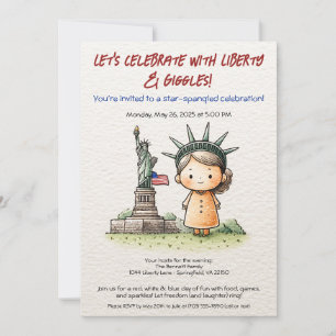 4. Juli Kinder-Einladung – Süße Liberty  Einladung
