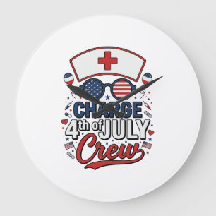 4. Juli Krankenpfleger Crew Patriotisches Medizini Große Wanduhr