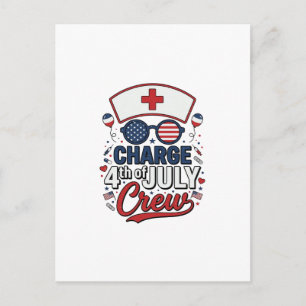 4. Juli Krankenpfleger Crew Patriotisches Medizini Postkarte