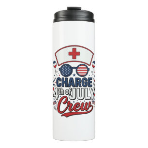 4. Juli Krankenpfleger Crew Patriotisches Medizini Thermosbecher