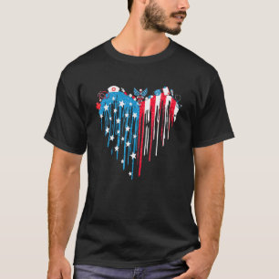 4. Juli Krankenschwester Herz Amerikanische Flagge T-Shirt