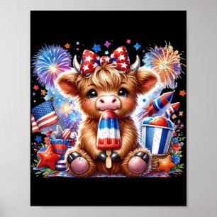 4. Juli-Kuh-Lutscher-Feuerwerk USA Amerikanisch Poster