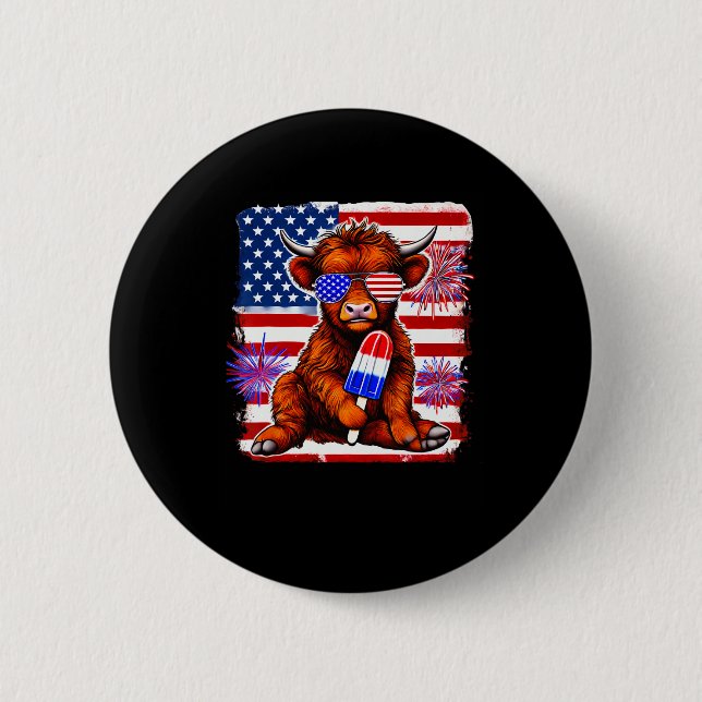 4. Juli Kuh Popsicle Feuerwerk USA Button (Vorderseite)