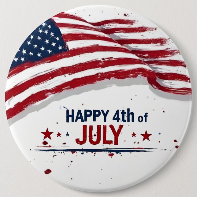 4. Juli - Künstlerische US-Flagge mit Farbklecksen Button (Vorderseite)