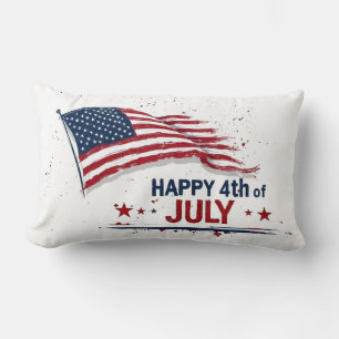 4. Juli - Künstlerische US-Flagge mit Farbklecksen Lendenkissen