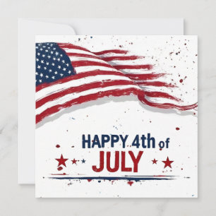 4. Juli - Künstlerische US-Flagge mit Farbklecksen Mitteilungskarte