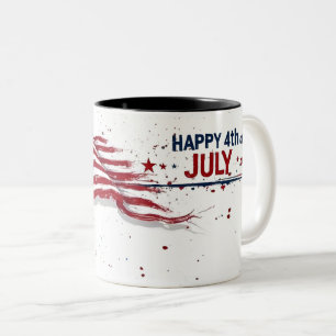 4. Juli - Künstlerische US-Flagge mit Farbklecksen Zweifarbige Tasse
