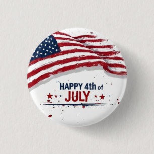 4. Juli - Künstlerische US-Flagge Paint Splatter Button